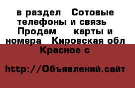  в раздел : Сотовые телефоны и связь » Продам sim-карты и номера . Кировская обл.,Красное с.